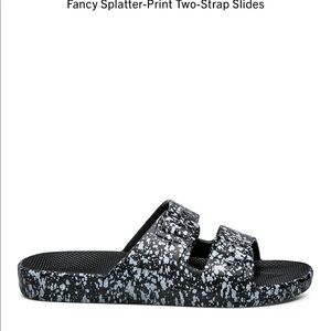 Freedom Moses fancy splatter-print two strap slides. Worn once like new!!